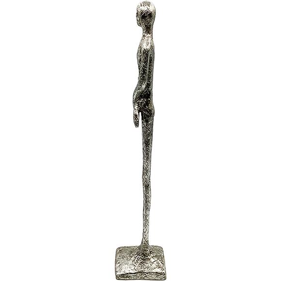 16" Silver Metal Resin Abstract Modern Male Figure/Figural Statue on Base - Picture 6 of 7